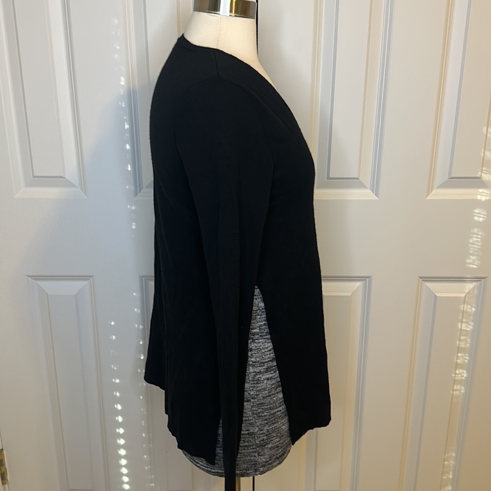Kokun 2 Layer Bamboo Cashmere Blend Pullover Sweater Black Grey Small